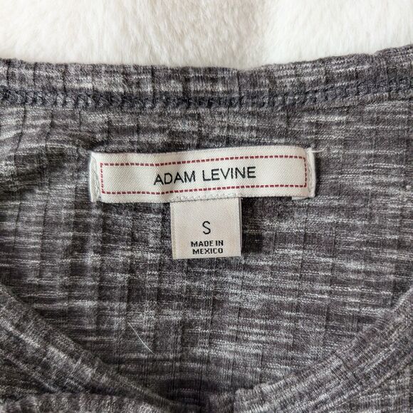 Adam Levine Front Tie Thin Straps Curved Hemline Marl Dark Gray Mini Dress - Picture 6 of 7